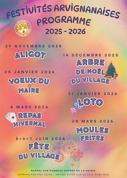Programme des festivités Arvignanaises 2025-2026